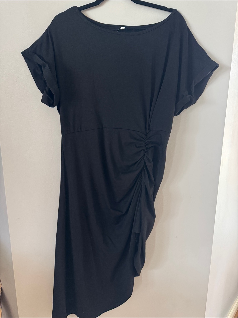 Black Ruched Side Tee Dress XL